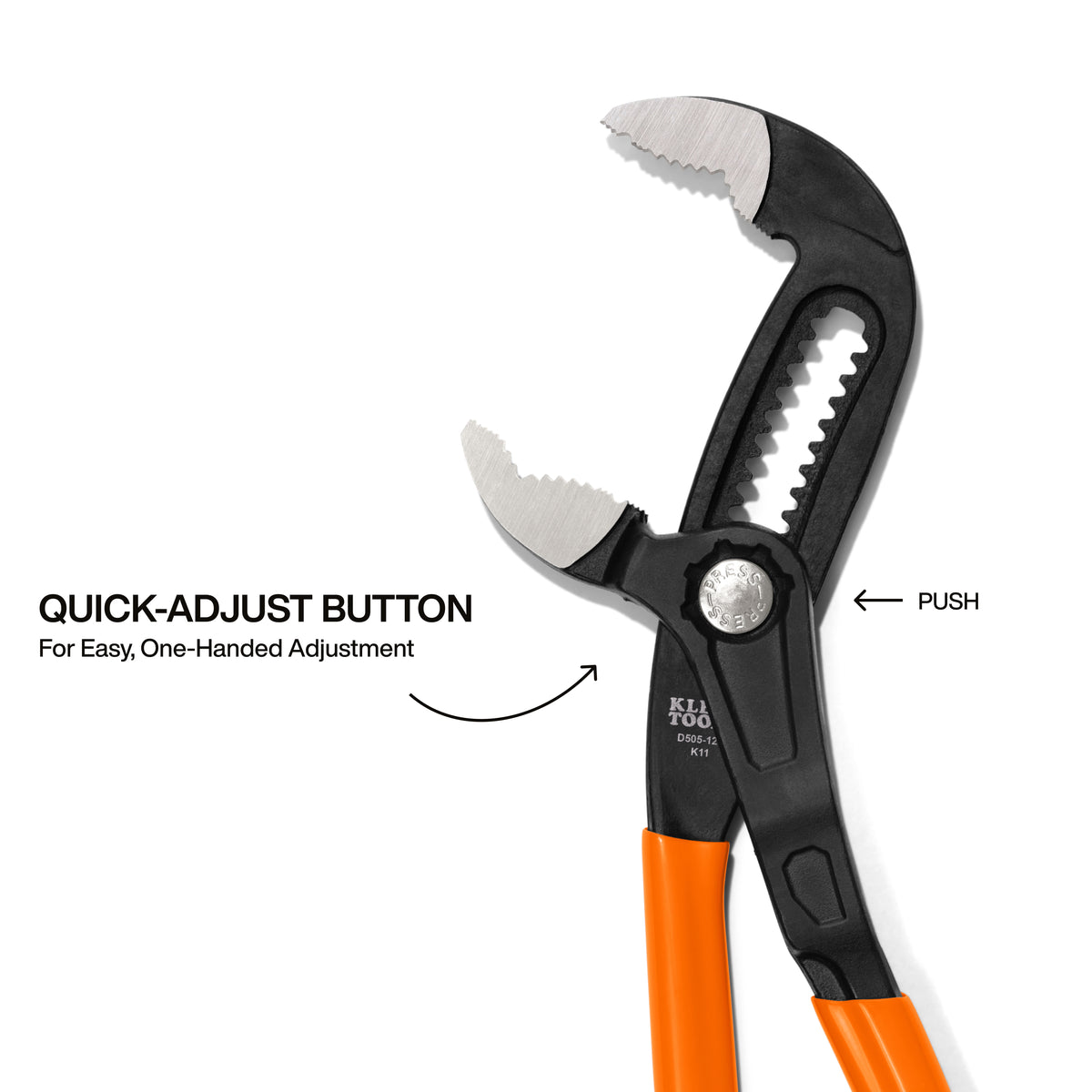 Klein Klaw pump pliers quick-adjust button