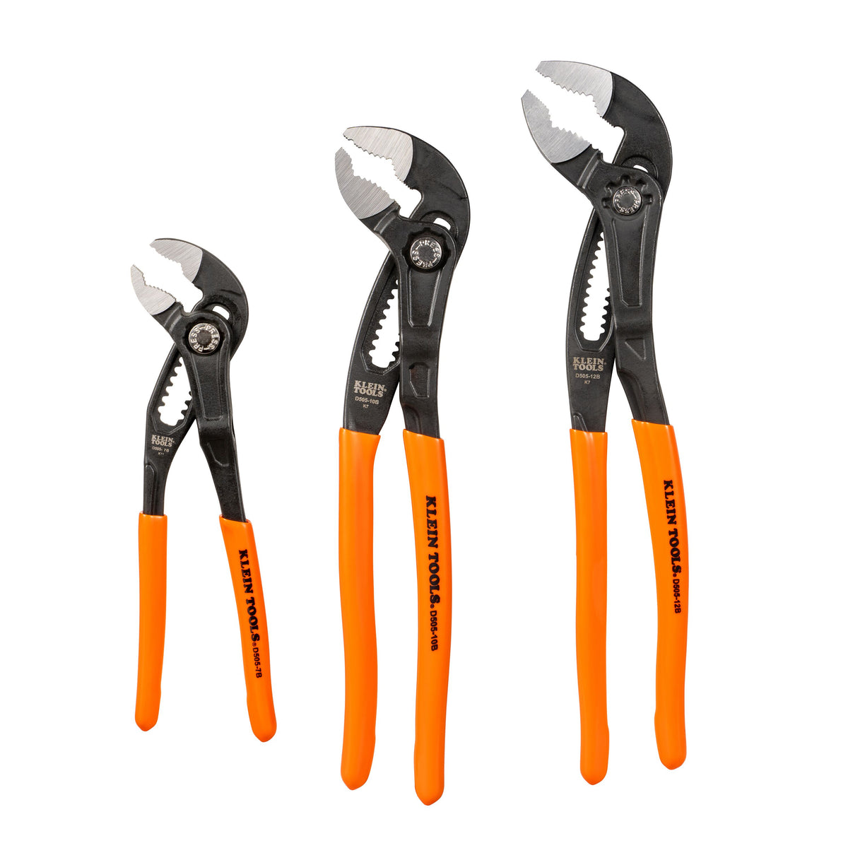Klein Quick-Adjust Klaw Pump Pliers Set, 7-in., 10-in. and 12-in. D5053BKIT
