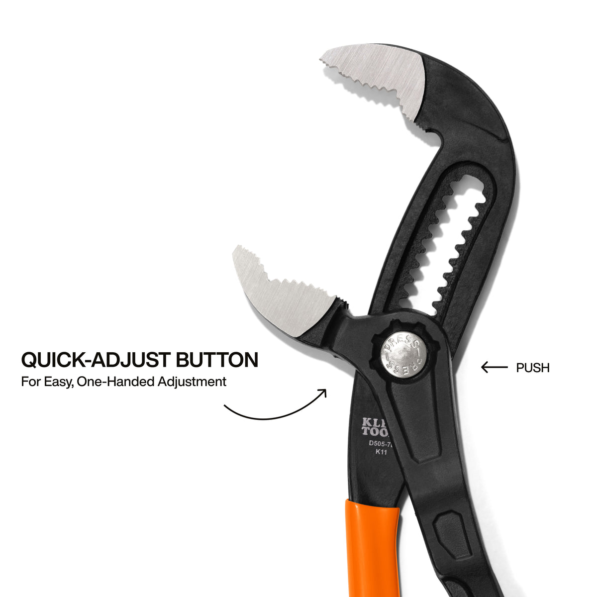 Klein Klaw pump pliers quick-adjust button