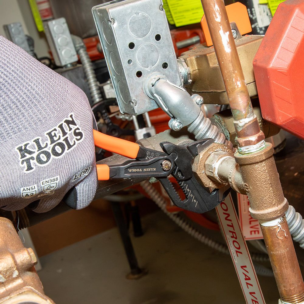 Klein compact plier wrench in use on a fastener
