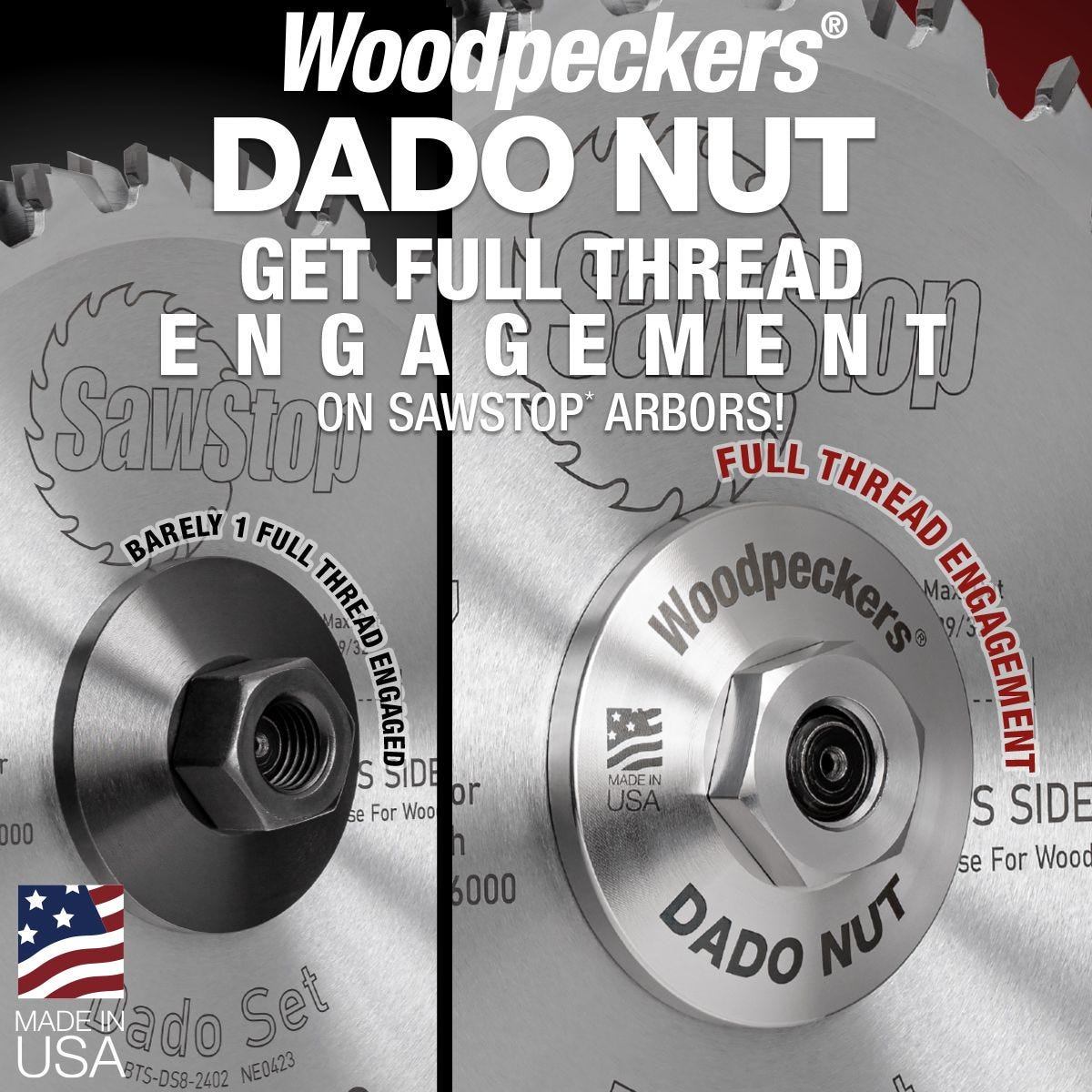Woodpeckers DADONUT-SS Dado Nut for SawStop Table Saws