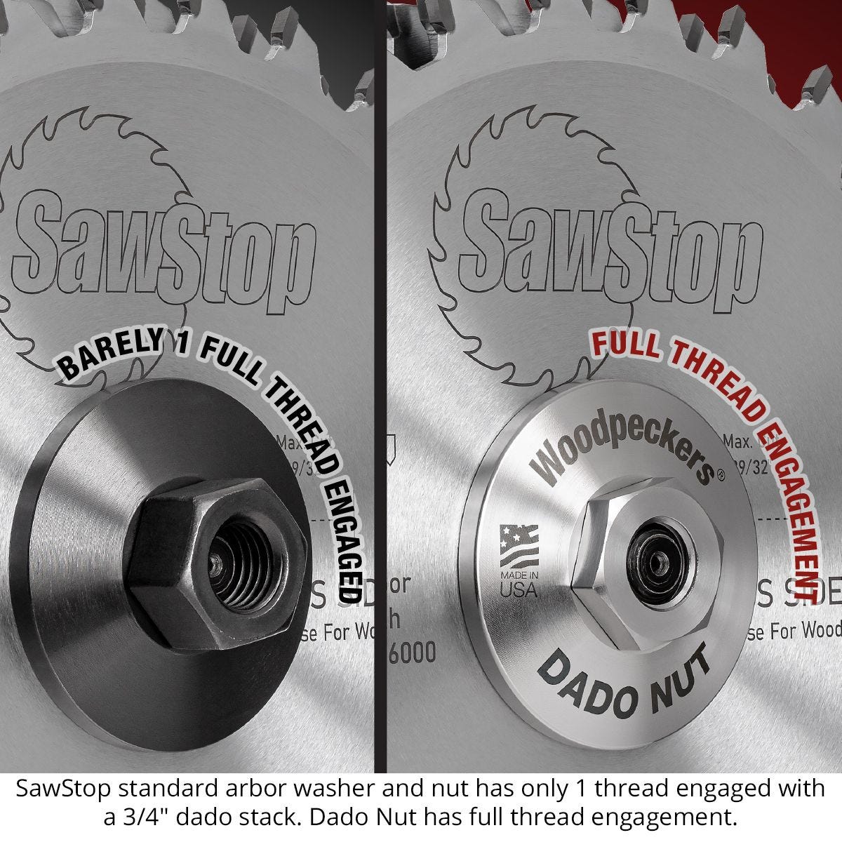 Woodpeckers DADONUT-SS Dado Nut for SawStop Table Saws