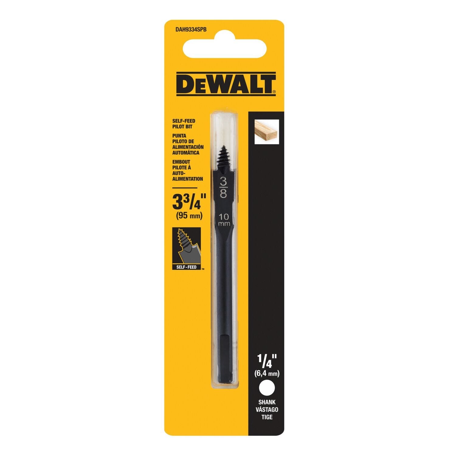 DeWalt DAH9334SPB 3-3/4 in. Self-Feed Hole Saw Pilot Drill Bit. 1/4 in. Shank