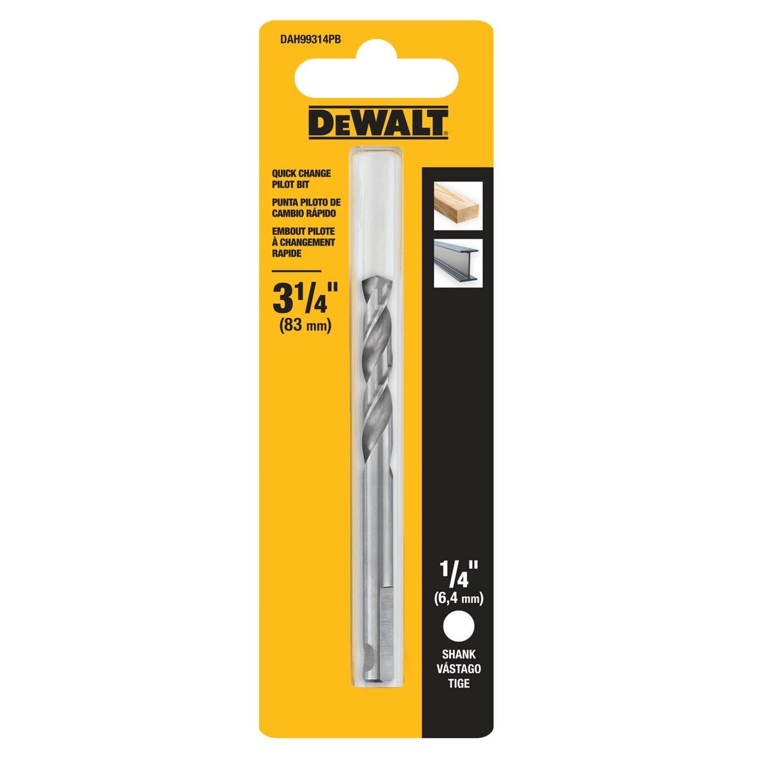 【ひまわり】DWE ④ (4/5) DeWalt DAH99314PB 3-3/4 in. Hole Saw Pilot Drill Bit, 1/4 in