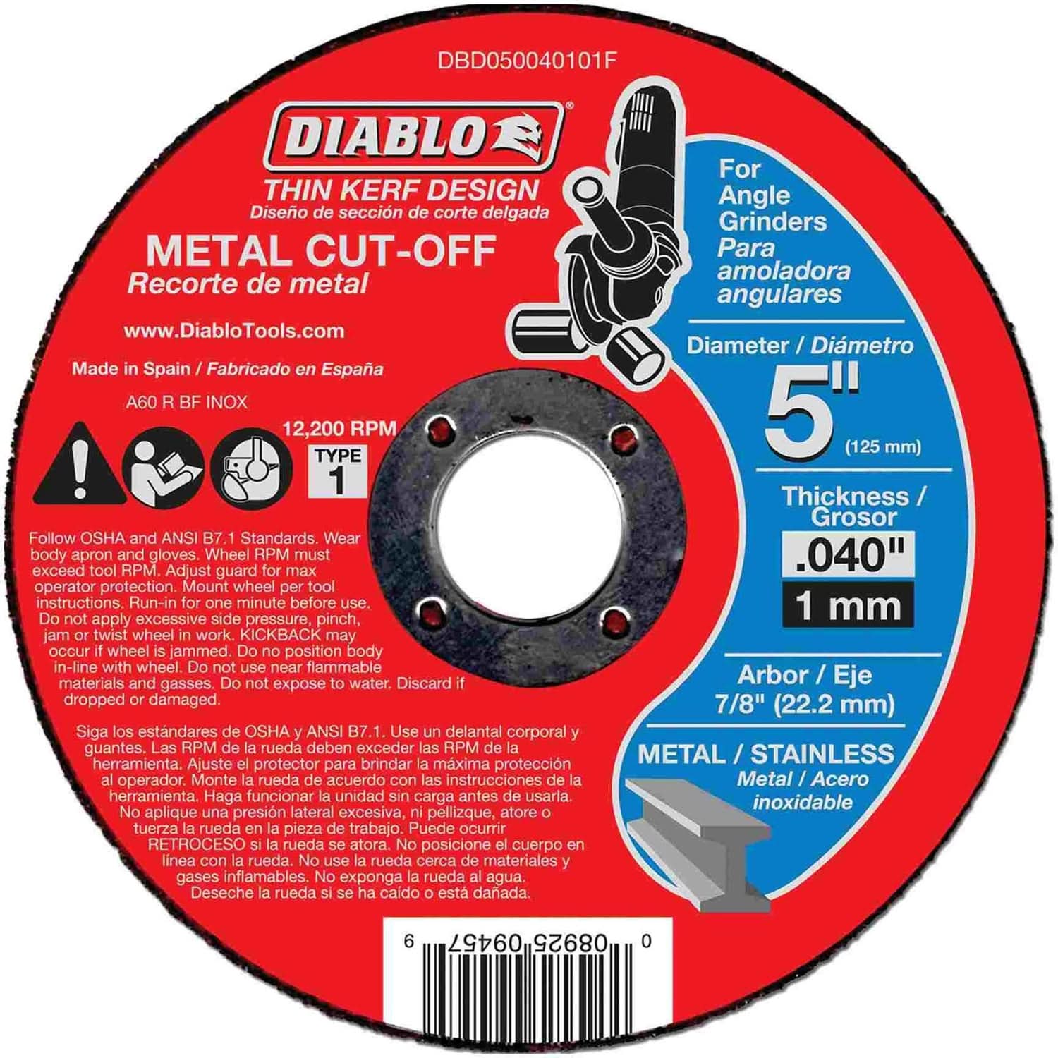 Diablo DBD050040101F 5 in.Metal Cut Off Disc - Thin Kerf (25-Pack)