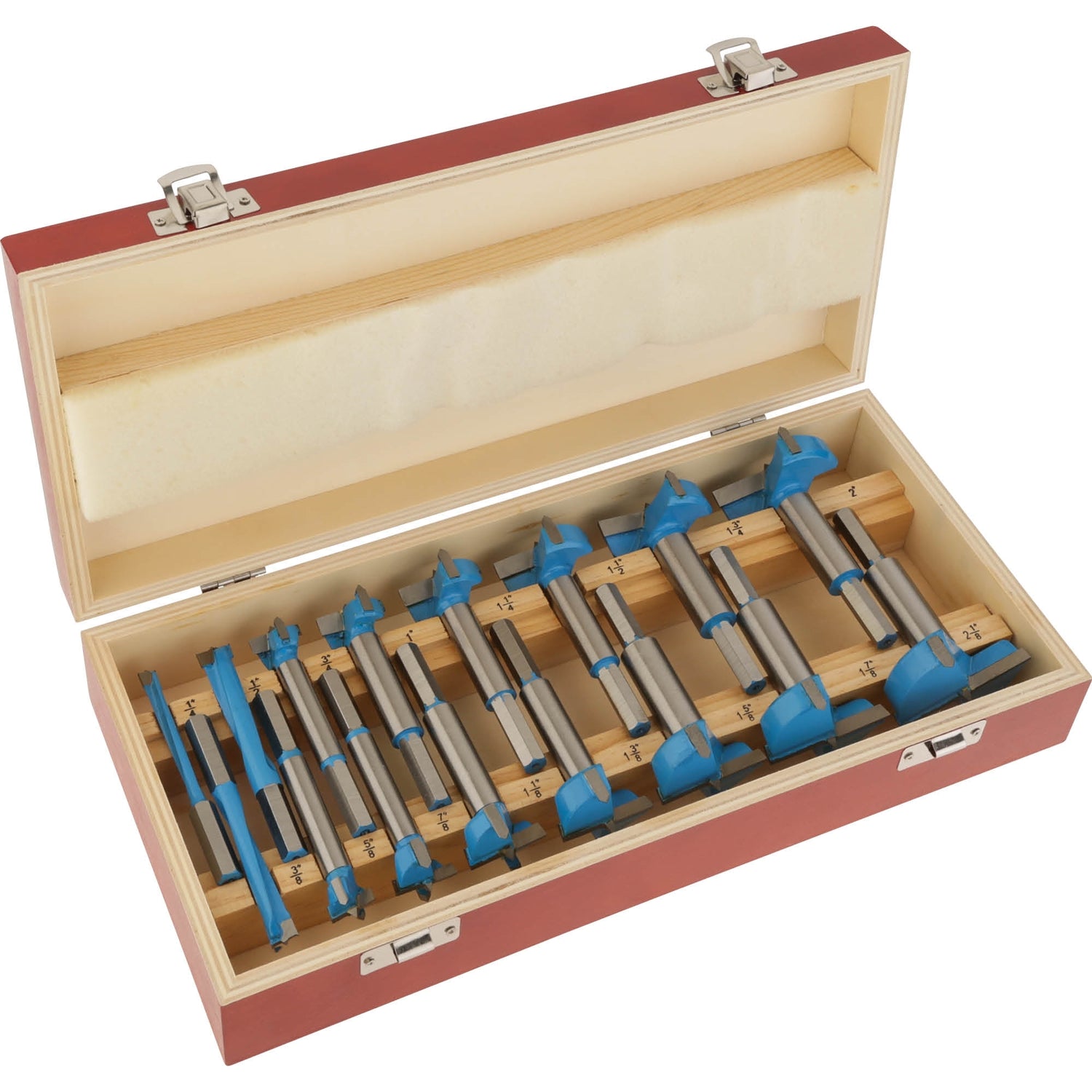 Shop Fox DC1917 16 pc. Carbide Forstner Bit Set, 1/4" - 2-1/8"