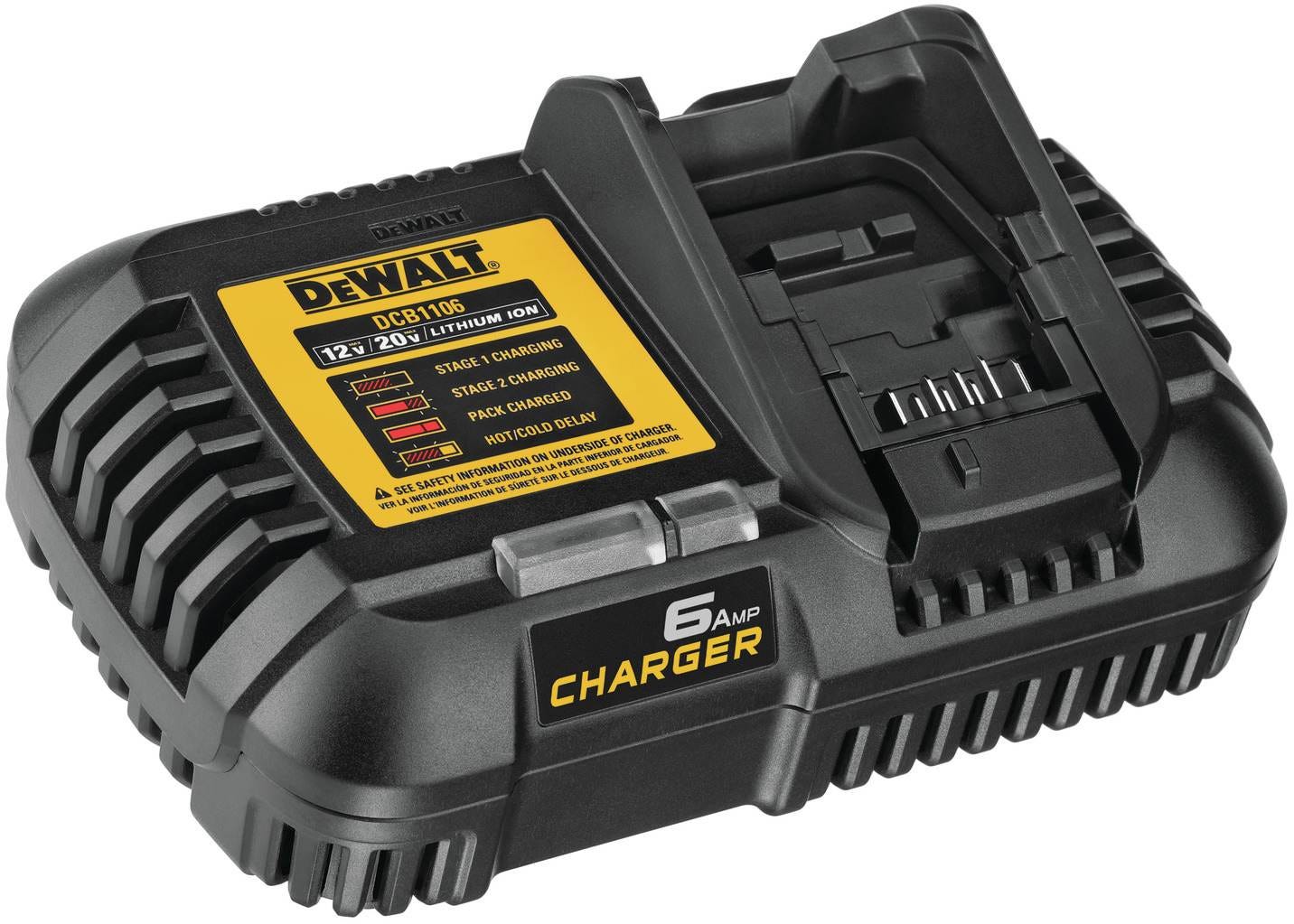 DeWalt DCB1106 6-Amp Fast Charger for 12V/20V/FlexVOLT Batteries