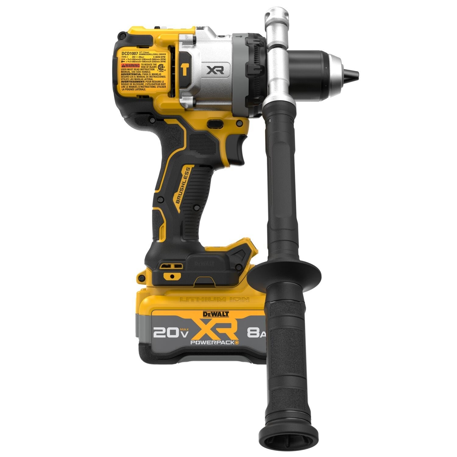 DeWalt DCD1007WW1 20V MAX XR Brushless 3-Speed 1/2 in. Hammer Drill POWERPACK 8.0Ah Kit