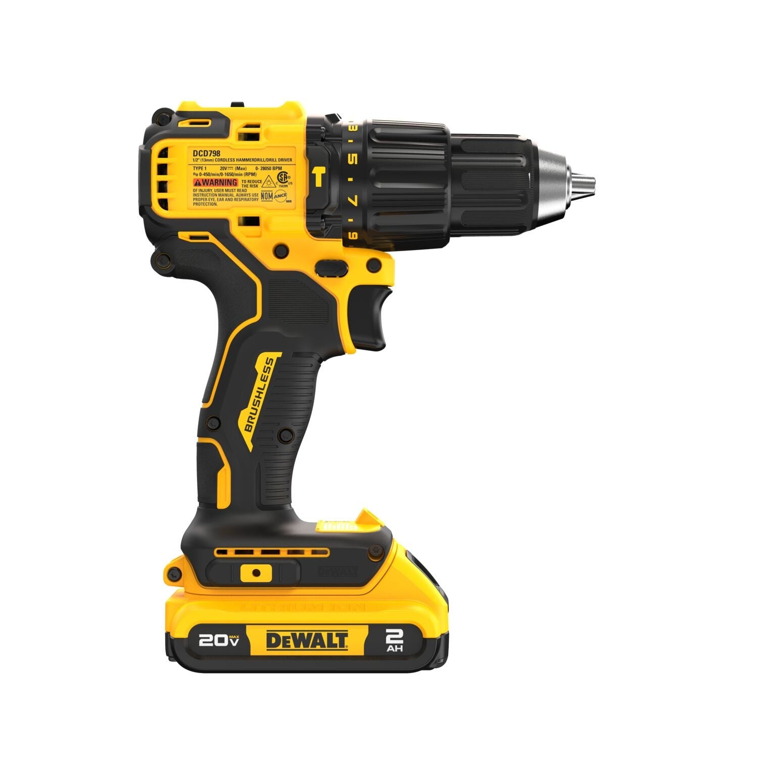 DeWalt DCD798D1 20V MAX Brushless 1/2 in. Hammer Drill 2.0Ah Kit