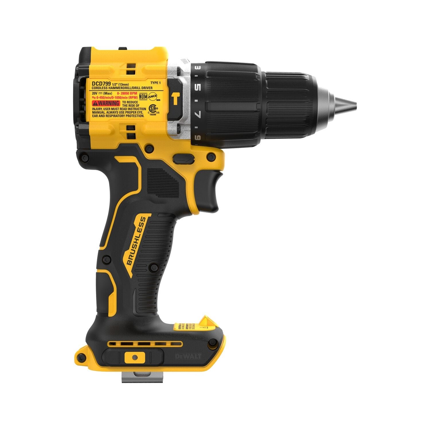 DeWalt DCD799B ATOMIC COMPACT SERIES 20V MAX Brushless 1/2 in. Hammer Drill, Tool Only