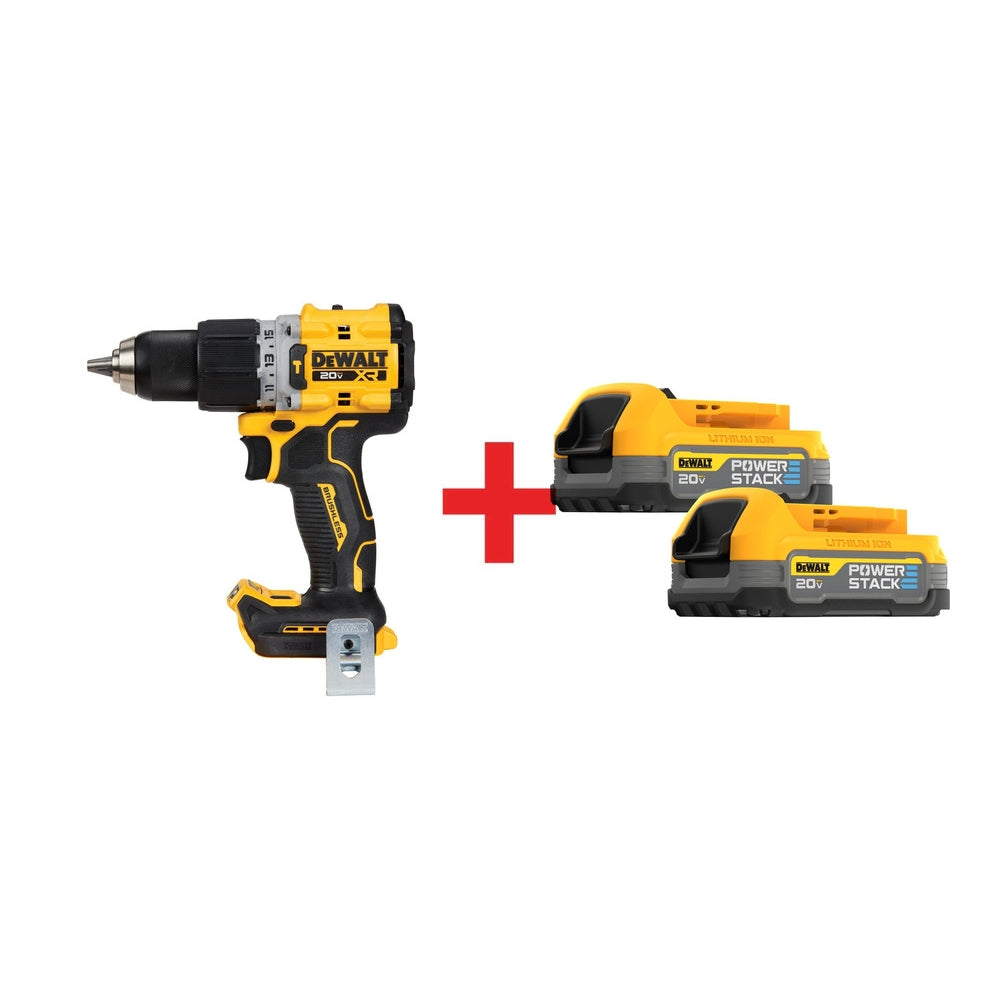 DeWalt DeWALT 20V MAX XR Compact 1/2-in. Hammer Drill with 20V MAX POWERSTACK Compact Battery 2-Pack