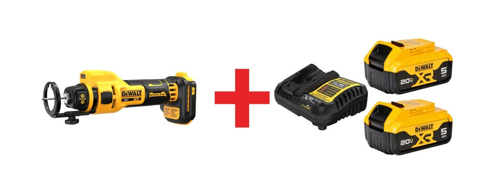 DeWalt 20V MAX XR Brushless Drywall Cut-Out Tool with 20V MAX XR 5.0Ah Battery & Charger Starter Kit