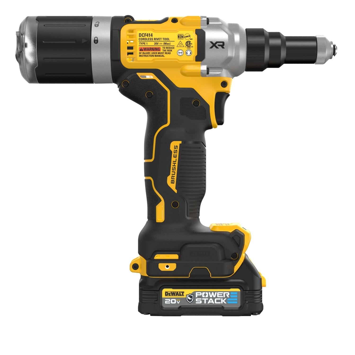 DeWalt DCF414GE2 20V MAX XR Brushless 1/4 in. Rivet Tool POWERSTACK 1.7Ah Kit