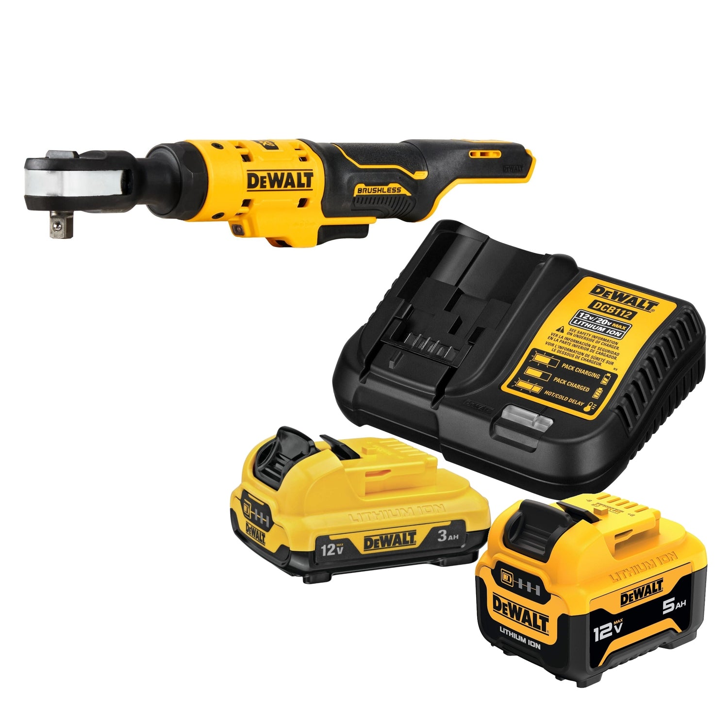 DeWalt XTREME 12V MAX Brushless 3/8 in. Ratchet, Tool Only w/ 12V MAX Dual Battery Starter Kit