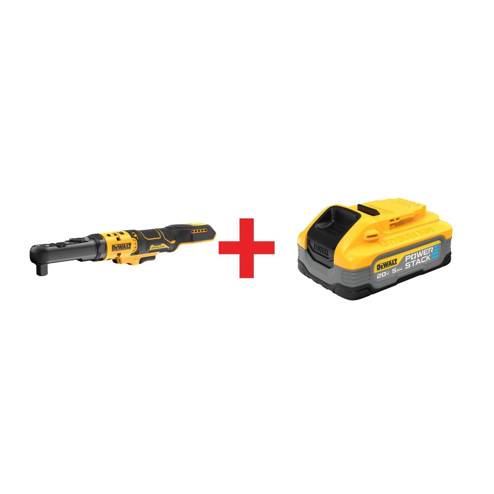 DeWalt 20V MAX XR Brushless 1/2" Ratchet with 20V MAX POWERSTACK 5.0Ah Battery