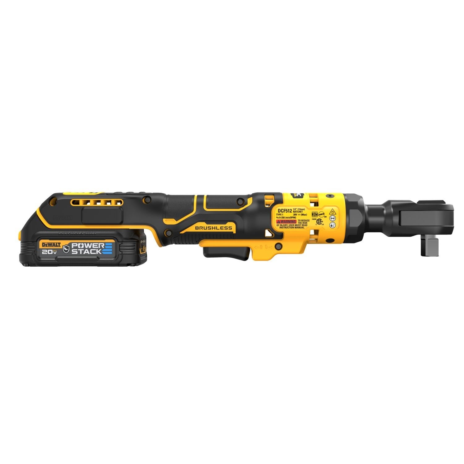 DeWalt DCF512GE1 ATOMIC 20V MAX Brushless 1/2 in. Ratchet POWERSTACK Oil-Resistant 1.7Ah Kit