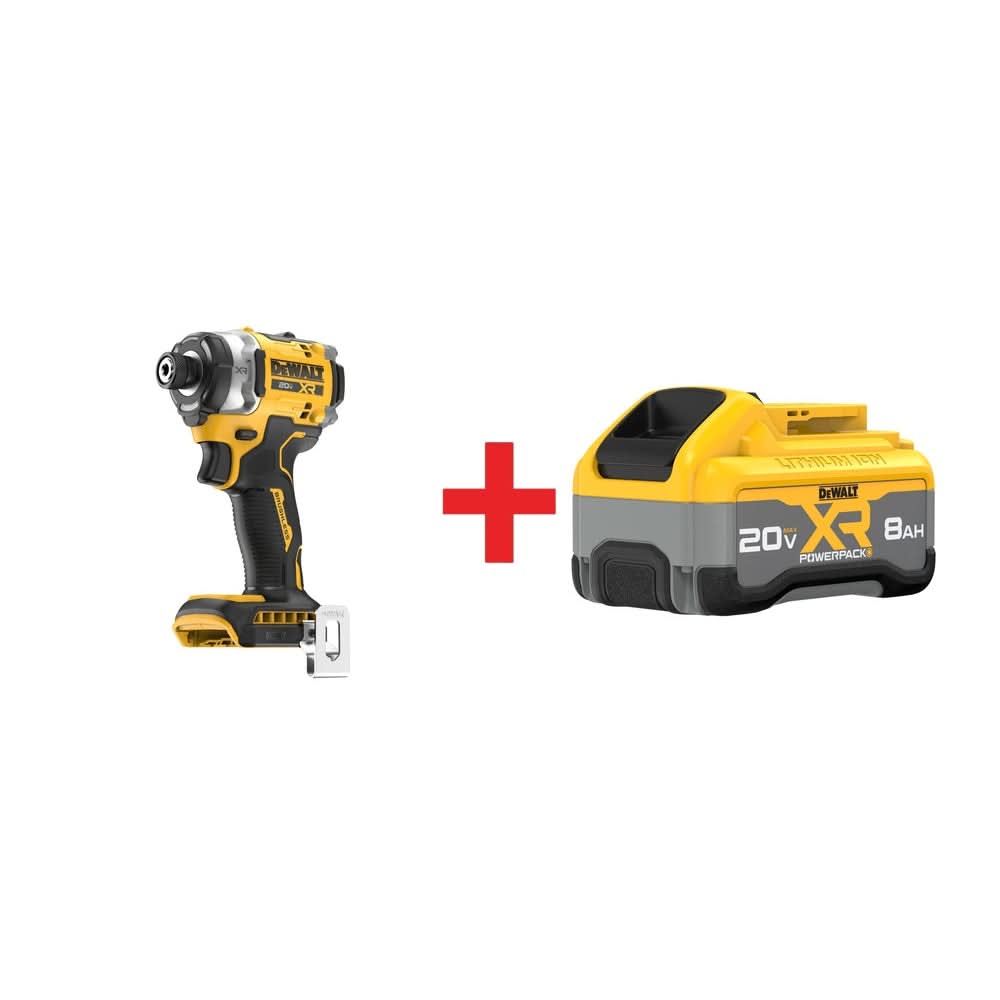 DeWalt 20V MAX XR Brushless 3-Speed High Torque 1/4 in. Impact Driver with 20V MAX XR POWERPACK 8.0Ah Battery