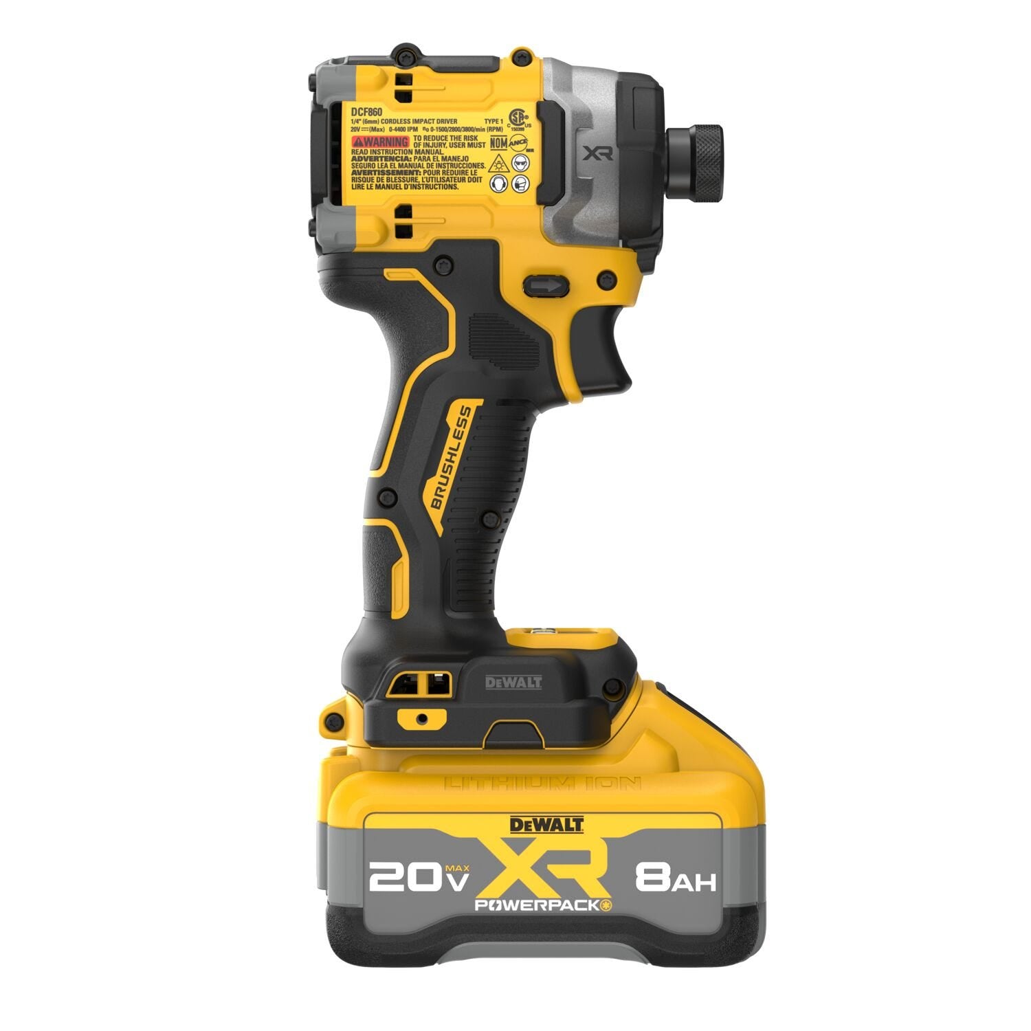 DeWalt DCF860WW1 20V MAX XR Brushless 3-Speed High Torque 1/4 in. Impact Driver POWERPACK 8.0Ah Kit