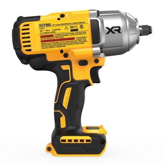 DeWalt DCF900B 20V MAX XR 1/2 in. High-Torque Impact Wrench with Hog Ring Anvil, Tool Only