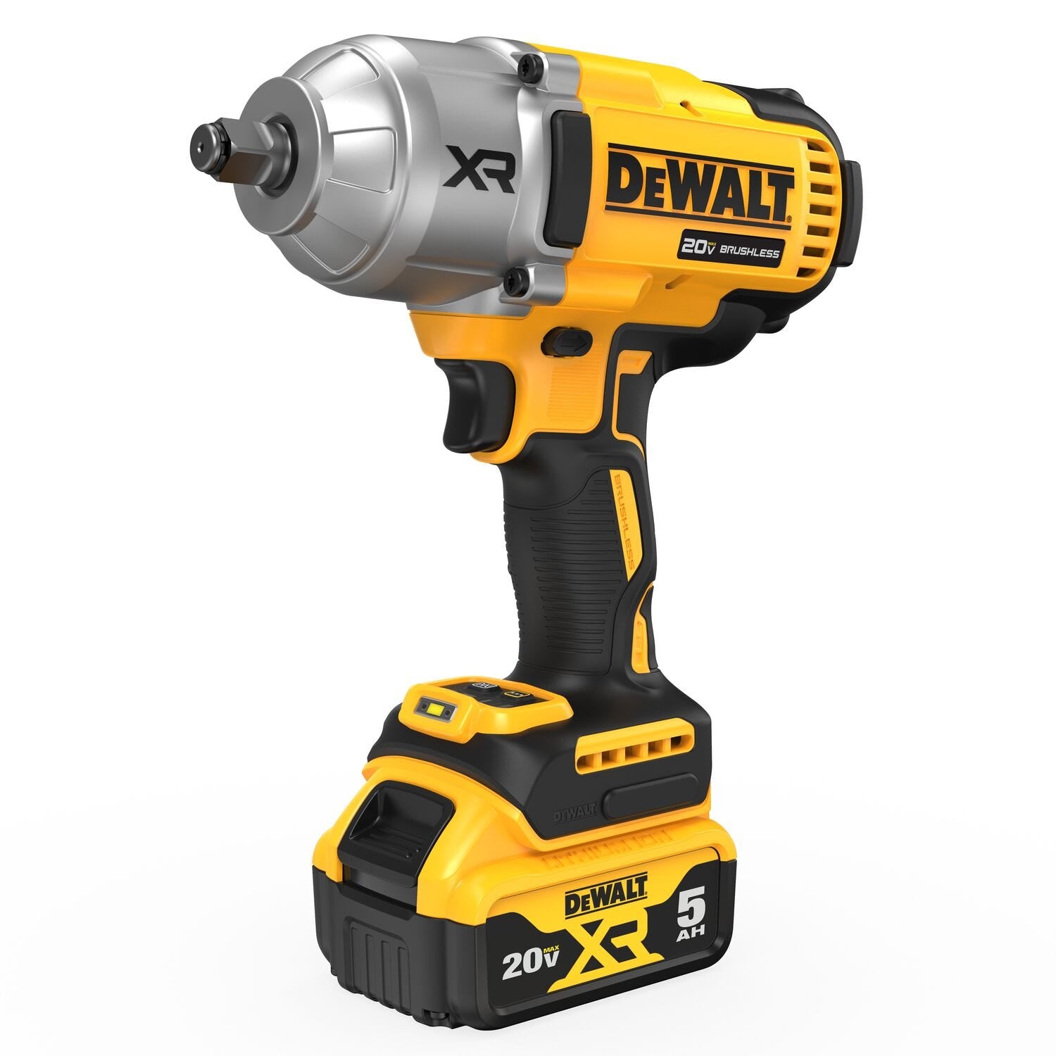DeWalt DCF900P1 20V MAX XR 1/2" High Torque Impact Wrench with Hog Ring Anvil & Oil-Resistant 5.0Ah Batteries Kit