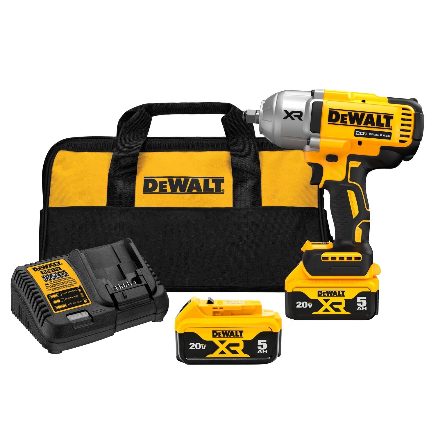 DeWalt DCF900P2 20V MAX XR 1/2" High Torque Impact Wrench with Hog Ring Anvil 5.0Ah Kit