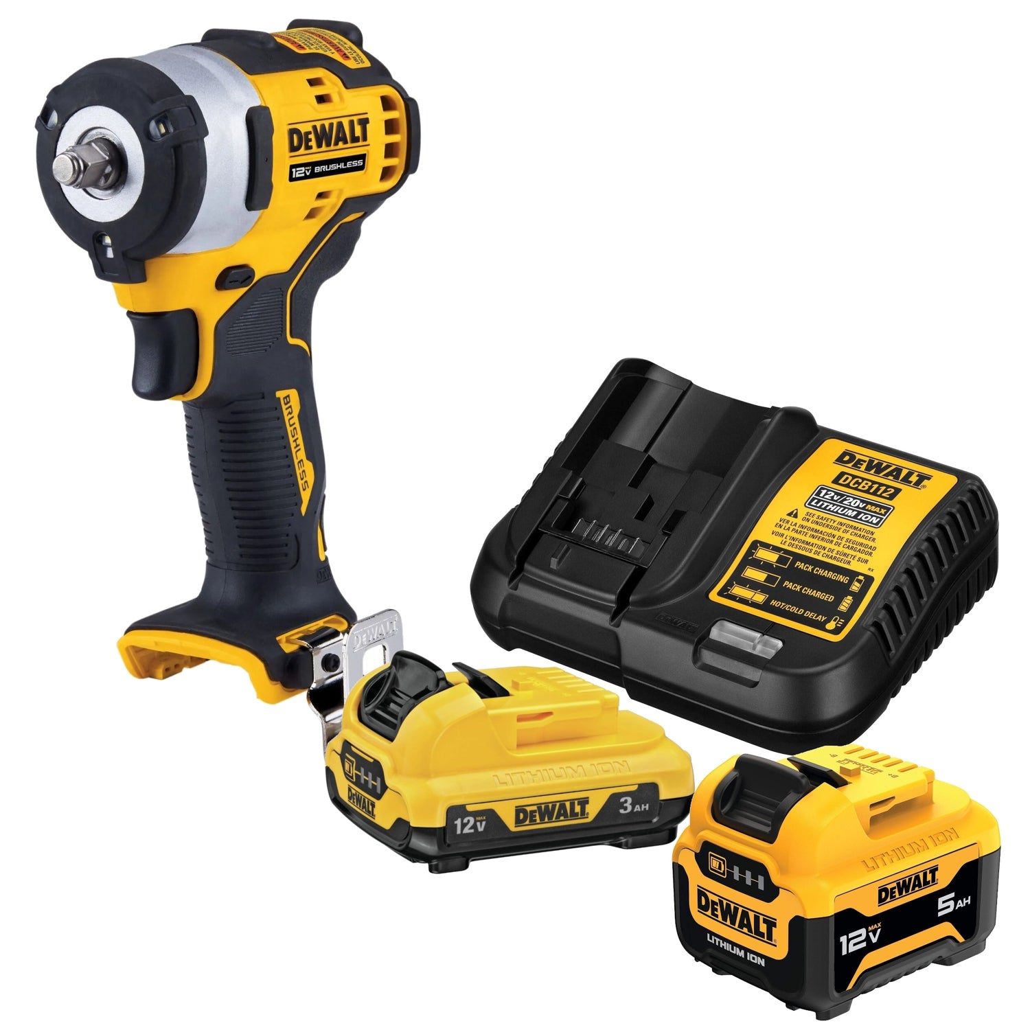 DeWalt XTREME 12V MAX Brushless 3/8-in. Impact Wrench, Tool Only w/ 12V MAX Dual Battery Starter Kit