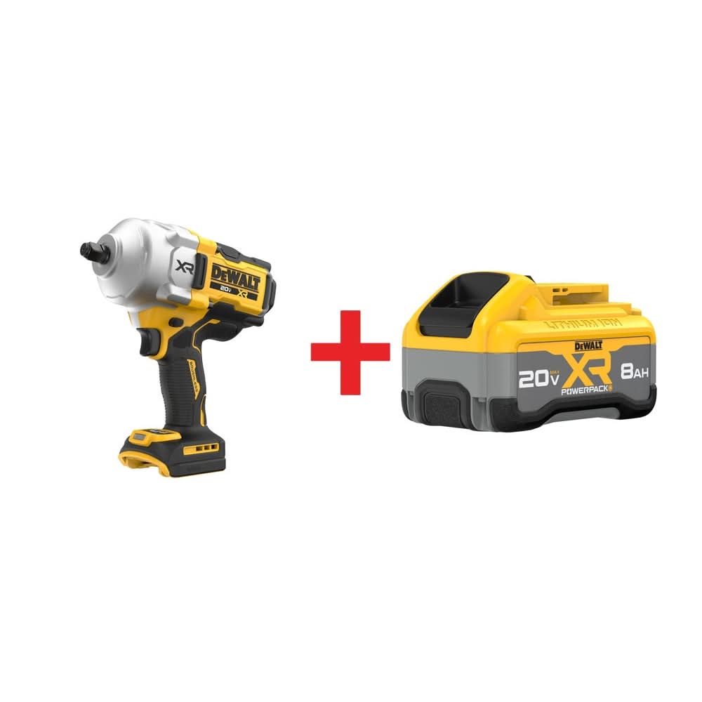 DeWalt 20V MAX XR Brushless 1/2 in. High-Torque Impact Wrench w/ Hog Ring Anvil POWERPACK 8.0Ah Kit
