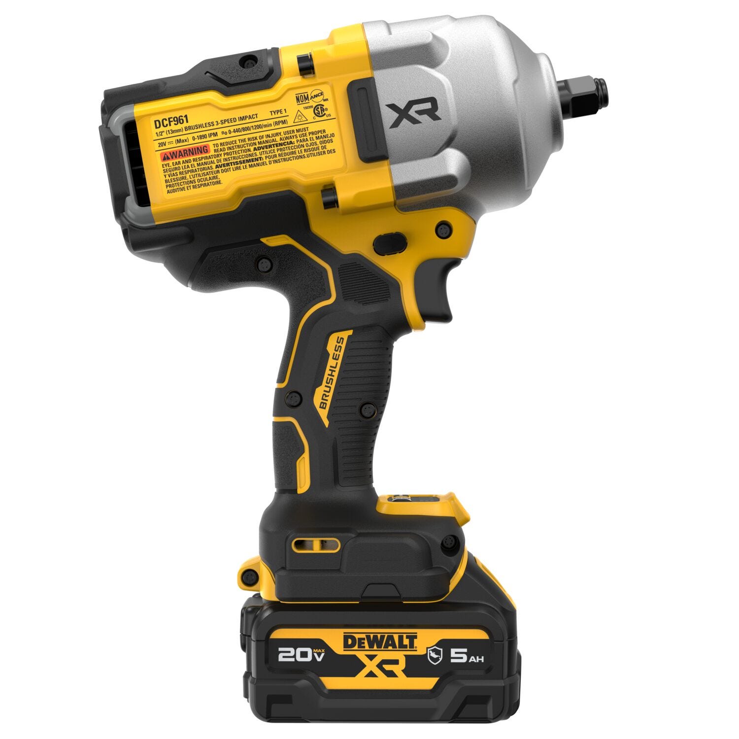 DeWalt DCF961GP1 20V MAX XR Brushless 1/2 in. High-Roque Impact Wrench w/ Hog Ring Anvil 5.0Ah Kit