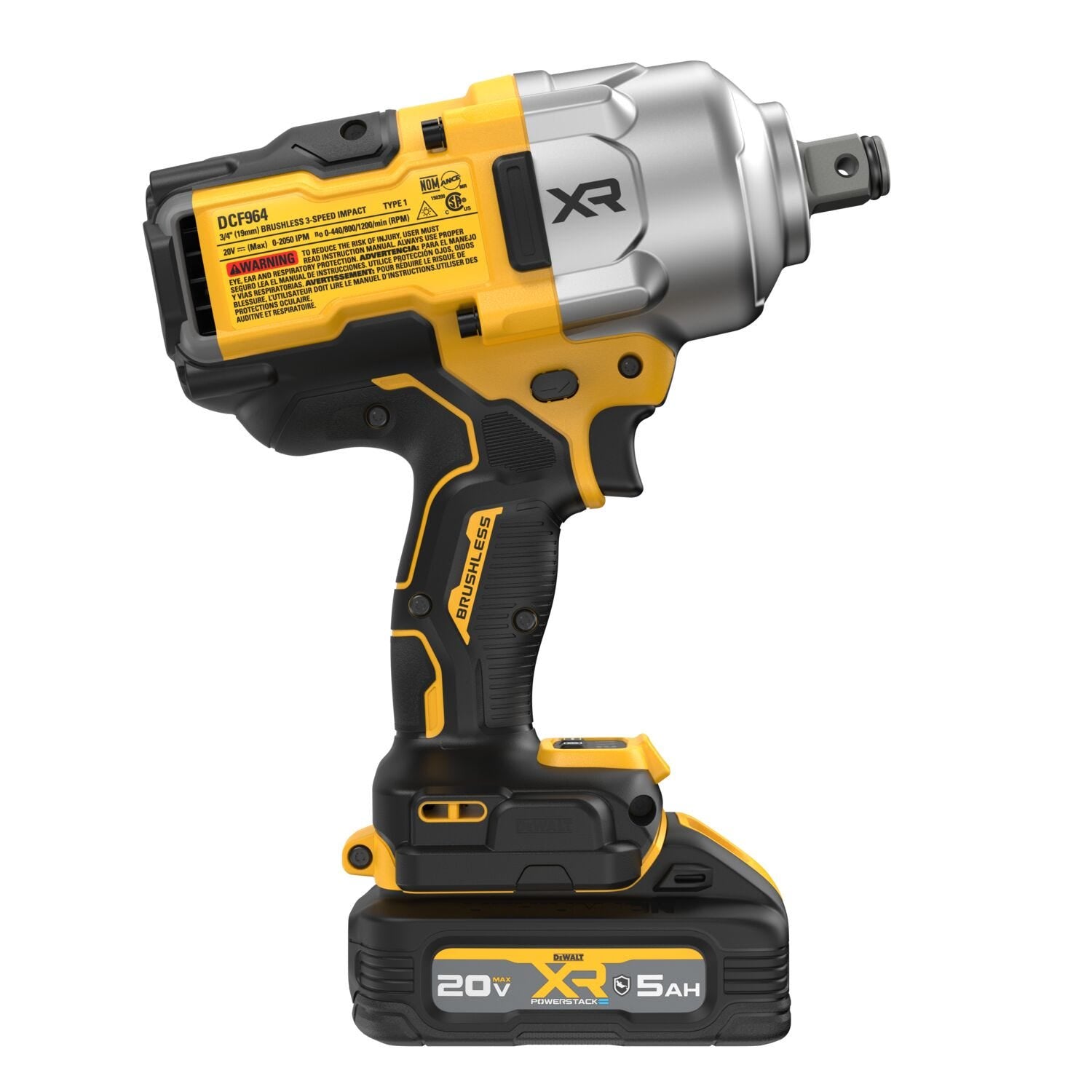 DeWalt DCF964GH1 20V MAX* XR Brushless 3/4 in. High Torque Impact Wrench w/ Hog Ring Anvil POWERSTACK 5.0Ah Kit