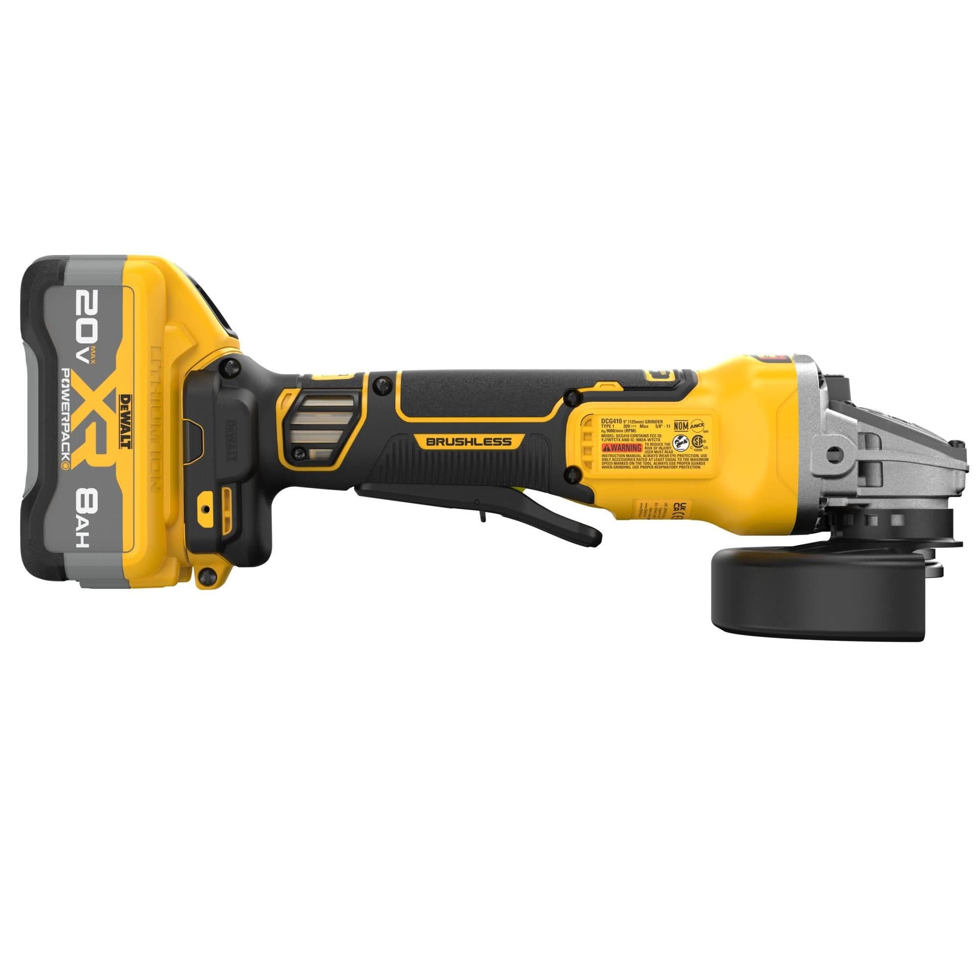 DeWalt DCG410WW1 20V MAX XR Brushless 4-1/2" / 5" Angle Grinder POWERPACK 8.0Ah Kit
