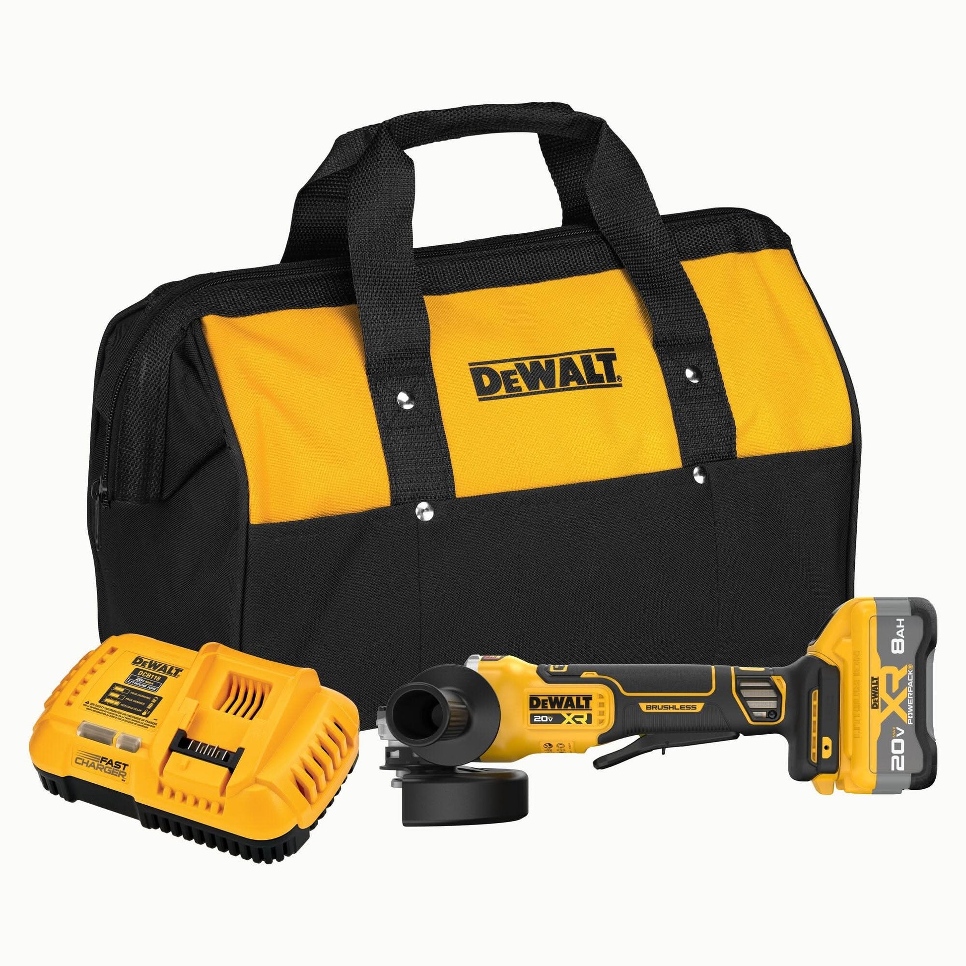 DeWalt DCG410WW1 20V MAX XR Brushless 4-1/2" / 5" Angle Grinder POWERPACK 8.0Ah Kit