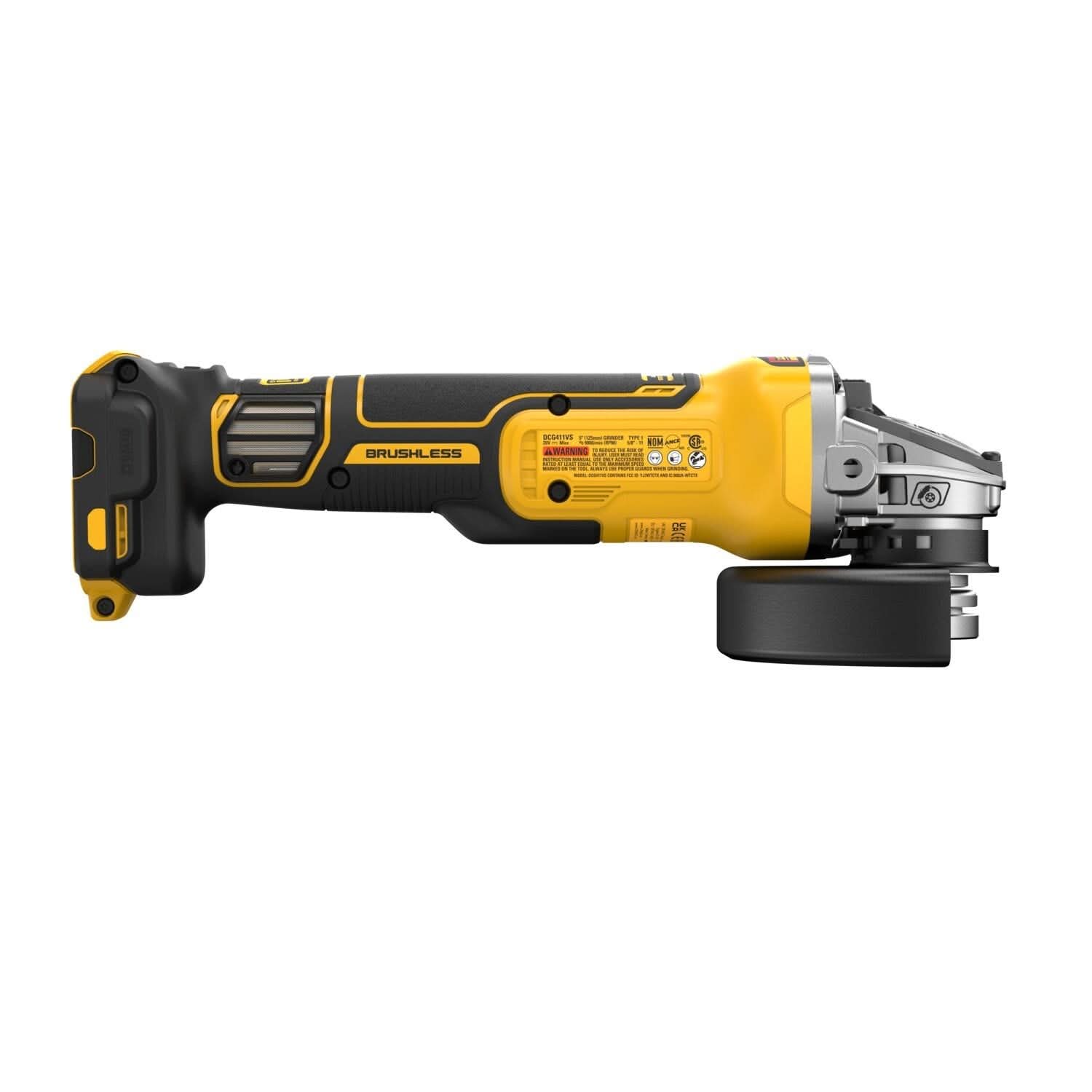 DeWalt DCG411VSB 20V MAX* XR Brushless 4-1/2 in. - 5 in. Variable Speed Slide Switch Grinder, Tool Only