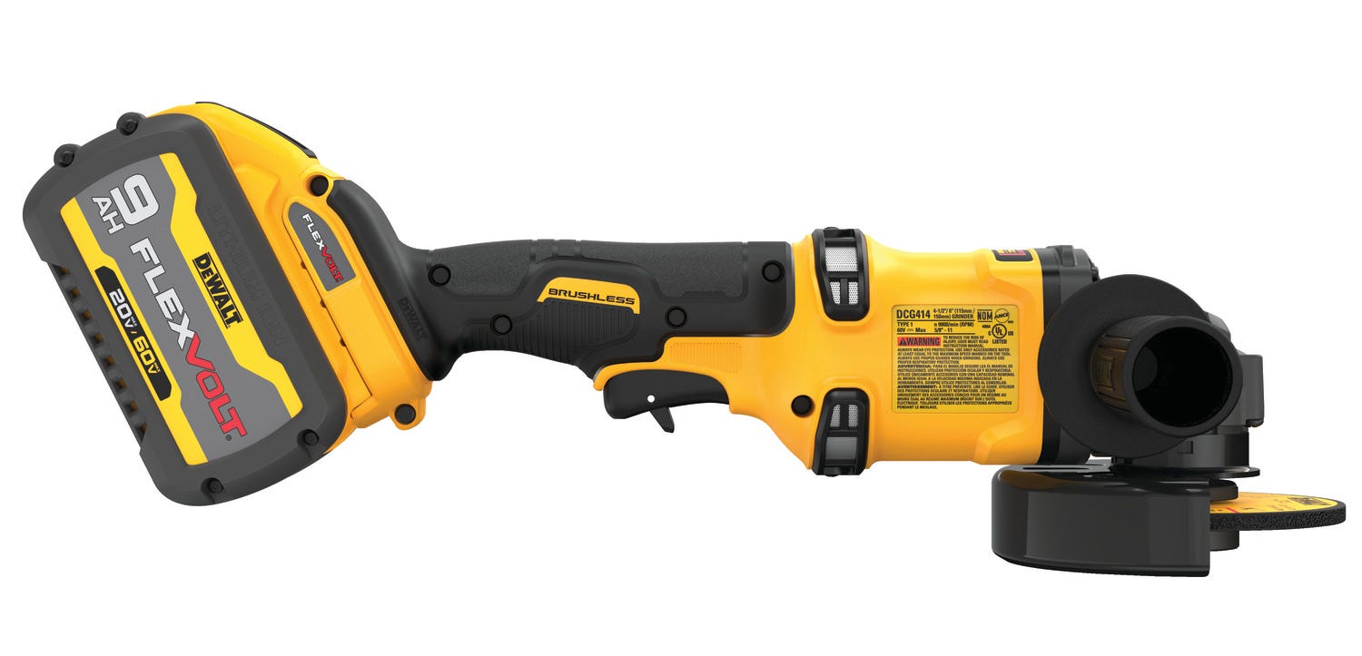 DeWalt DCG418X1 Flexvolt 60V MAX Brushless 4-1/2" - 6" Cordless Grinder With Kickback Brake 9.0Ah Kit