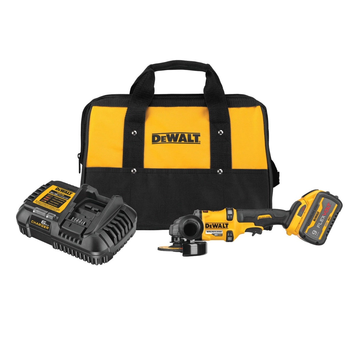 DeWalt DCG418X1 Flexvolt 60V MAX Brushless 4-1/2" - 6" Cordless Grinder With Kickback Brake 9.0Ah Kit
