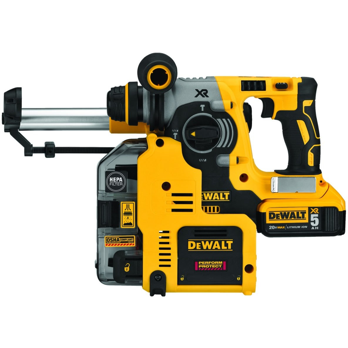 DeWalt DCH273P2DHO 20V Max XR Brushless 1" L-Shape SDS Plus Rotary Hammer Kit w/ Dust Extractor