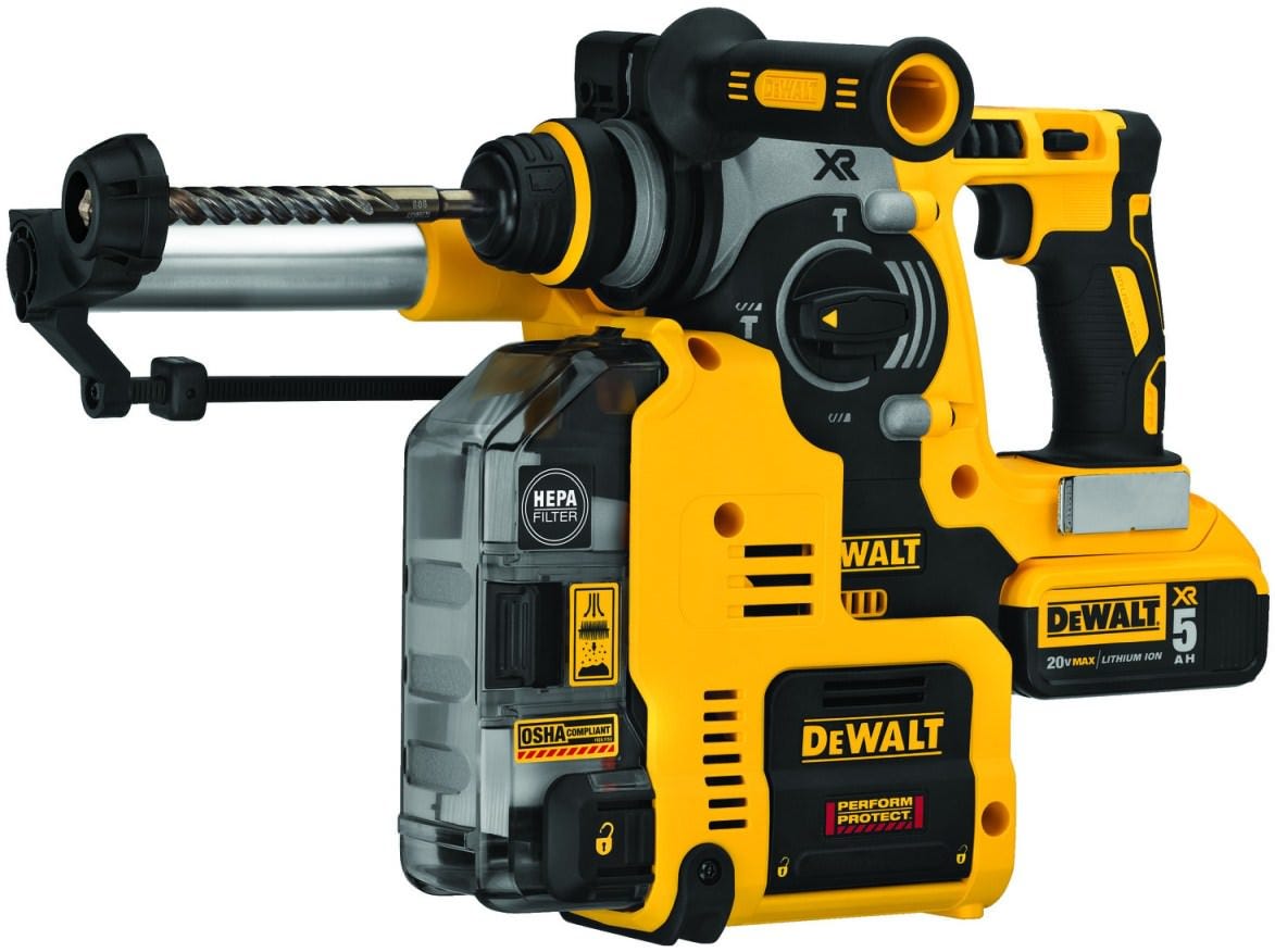 DeWalt DCH273P2DHO 20V Max XR Brushless 1" L-Shape SDS Plus Rotary Hammer Kit w/ Dust Extractor