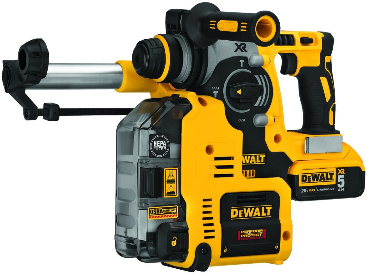 DeWalt DCH273P2DHO 20V Max XR Brushless 1" L-Shape SDS Plus Rotary Hammer Kit w/ Dust Extractor