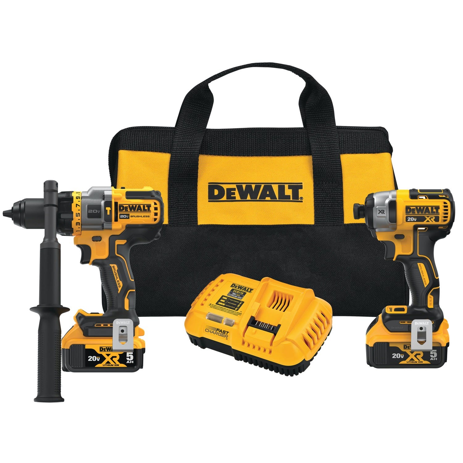 Dewalt DCK2100P2 20v Max Brushless Cordless 2-Tool Hammer Drill/Driver With Flexvolt Advantage 5.0Ah Kit