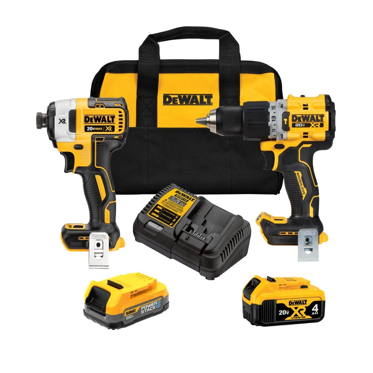 DeWalt DCK249E1M1 20V MAX XR Brushless Hammer Drill & Impact Driver POWERSTACK Combo Kit
