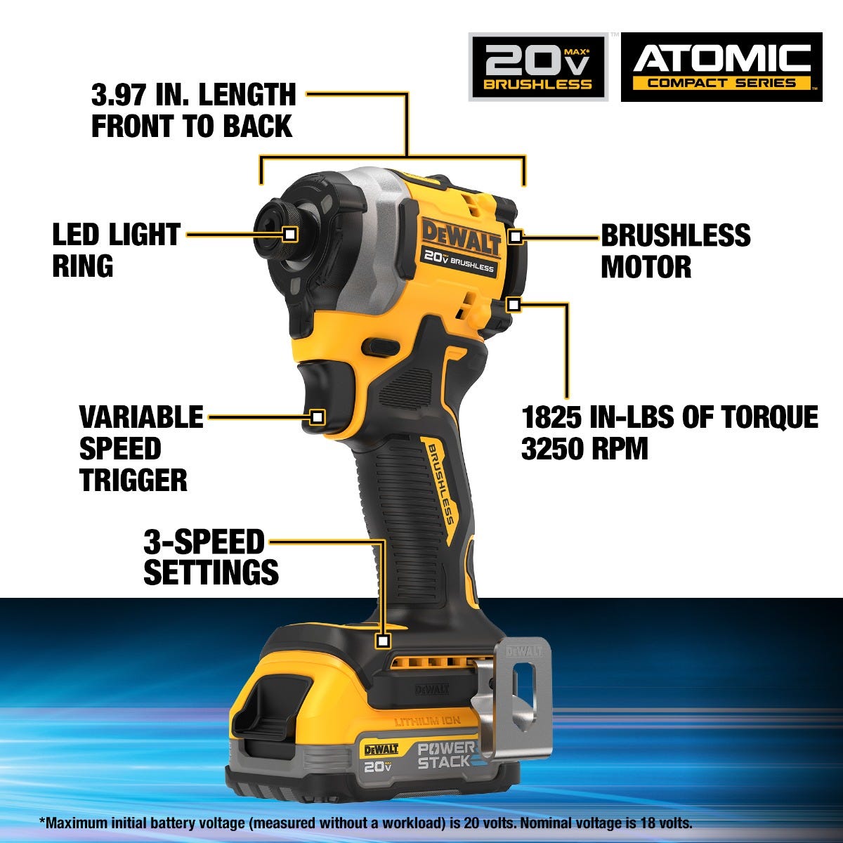 DEWALT DCK254E2 ATOMIC 20V MAX* Brushless Hammer Drill and Impact Driver Combo PowerStack Kit