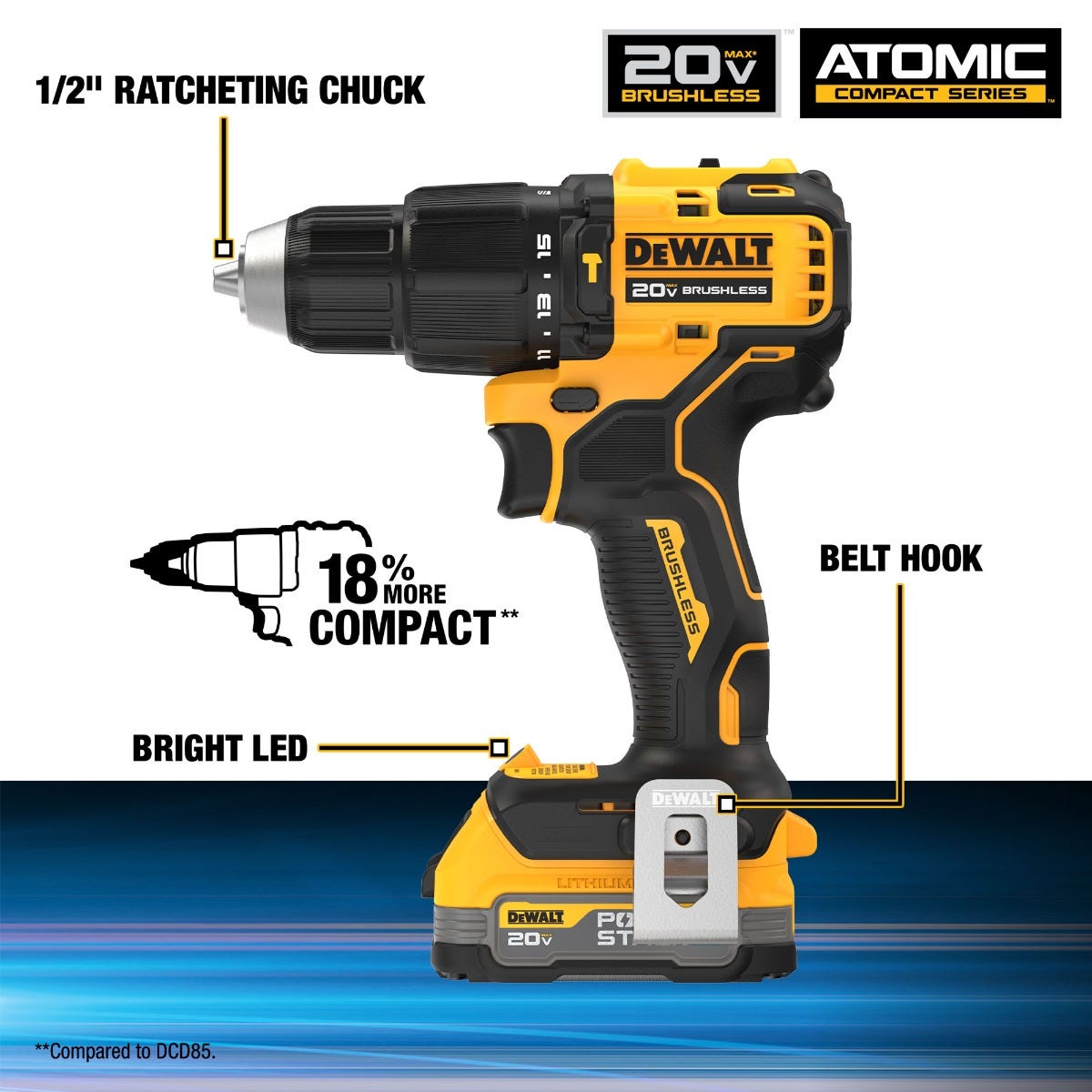 DEWALT DCK254E2 ATOMIC 20V MAX* Brushless Hammer Drill and Impact Driver Combo PowerStack Kit