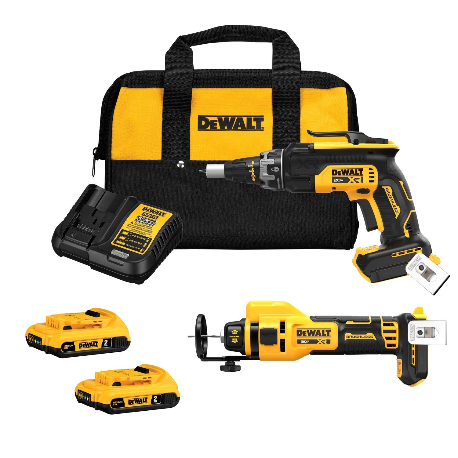 DeWalt DCK265D2 20V MAX XR Drywall Screwgun & Cut-Out Tool 2.0Ah Combo Kit