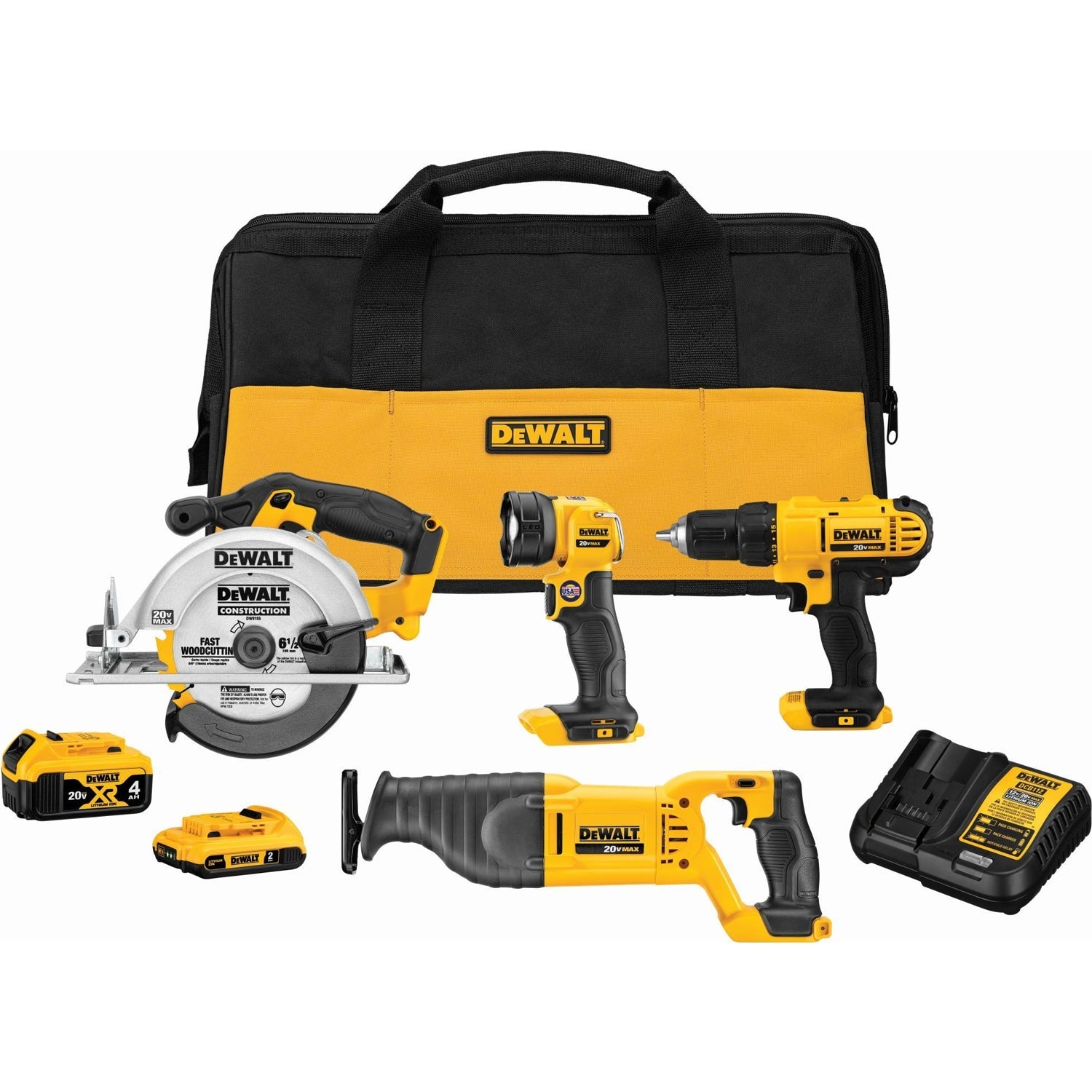 DEWALT DCK445D1M1 20V MAX Cordless 4-Tool Combo Kit