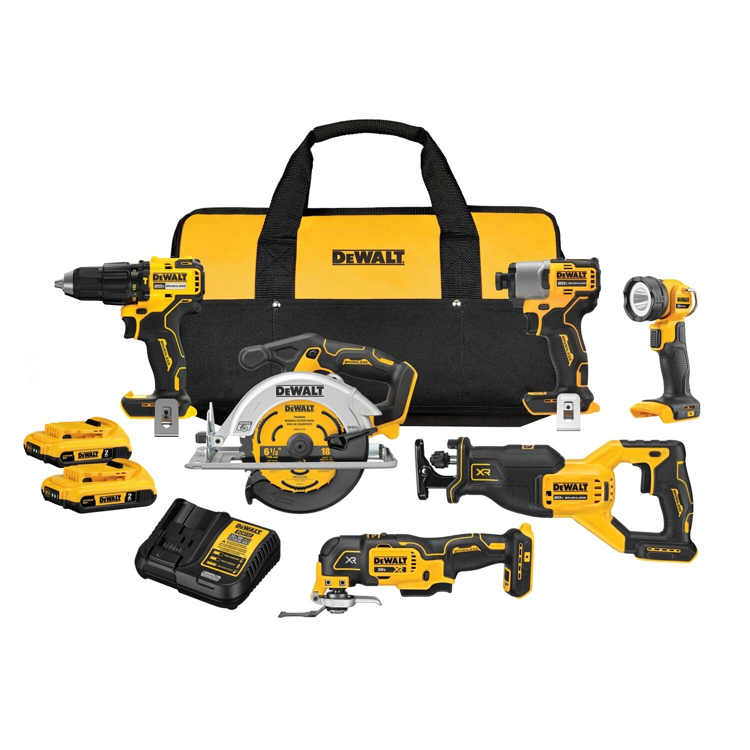 DeWalt DCK628D2 20V MAX Brushless 6-Tool 2.0Ah Combo Kit