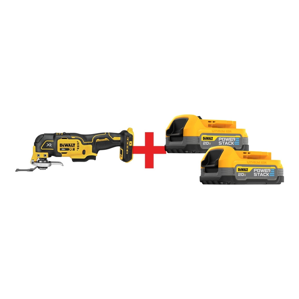 DeWalt 20V MAX XR Brushless 3-Speed Oscillating Multi-Tool with 20V MAX POWERSTACK Compact Battery 2-Pack