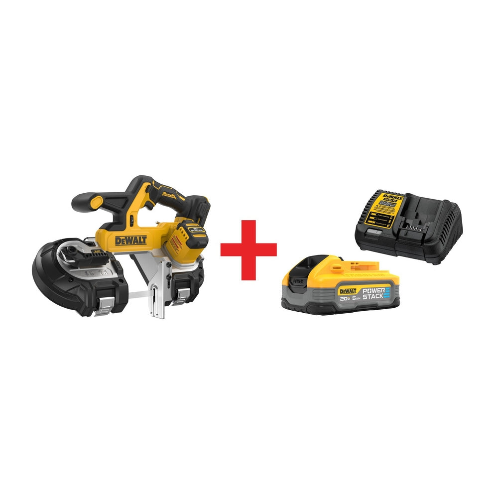 DeWalt 20V MAX XR Brushless 3-1/4 in. Mid-Sized Band Saw with 20V MAX POWERSTACK 5.0Ah Starter Kit