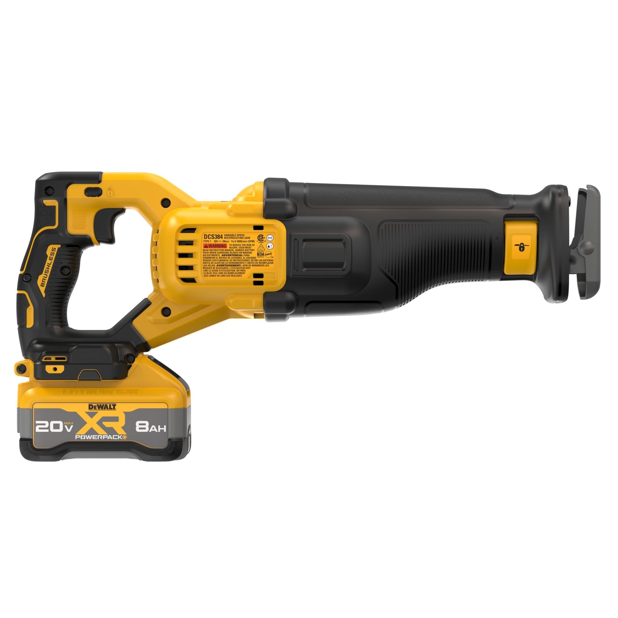 DeWalt DCS384WW1 20V MAX XR POWER DETECT Brushless Recip Saw POWERPACK 8.0Ah Kit