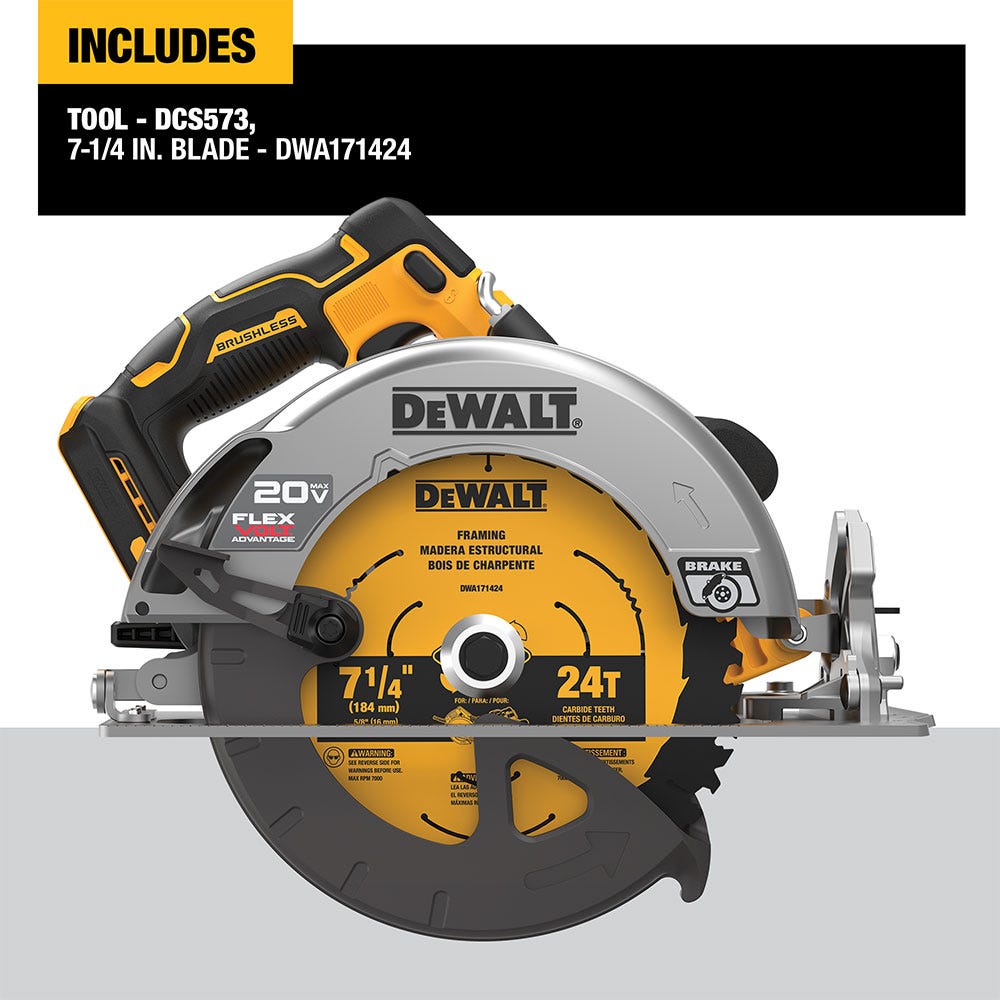 DEWALT DCS573B 20V MAX FLEXVOLT Advantage 7-1/4-Inch Circular Saw, Tool Only