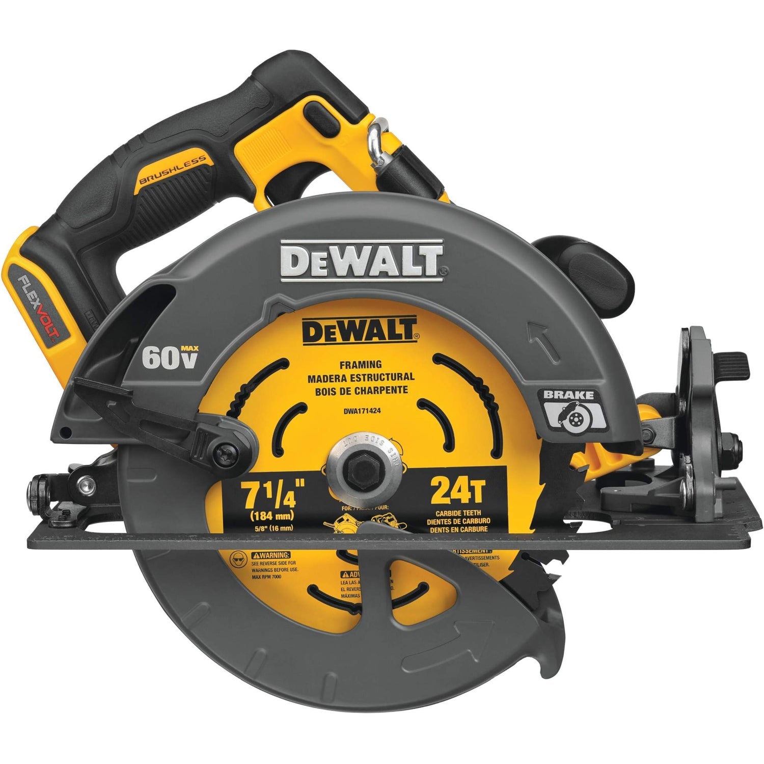 DeWalt DCS578B Flexvolt 60V Max Brushless  7-1/4 In. Cordless Circular Saw With Brake, Tool Only