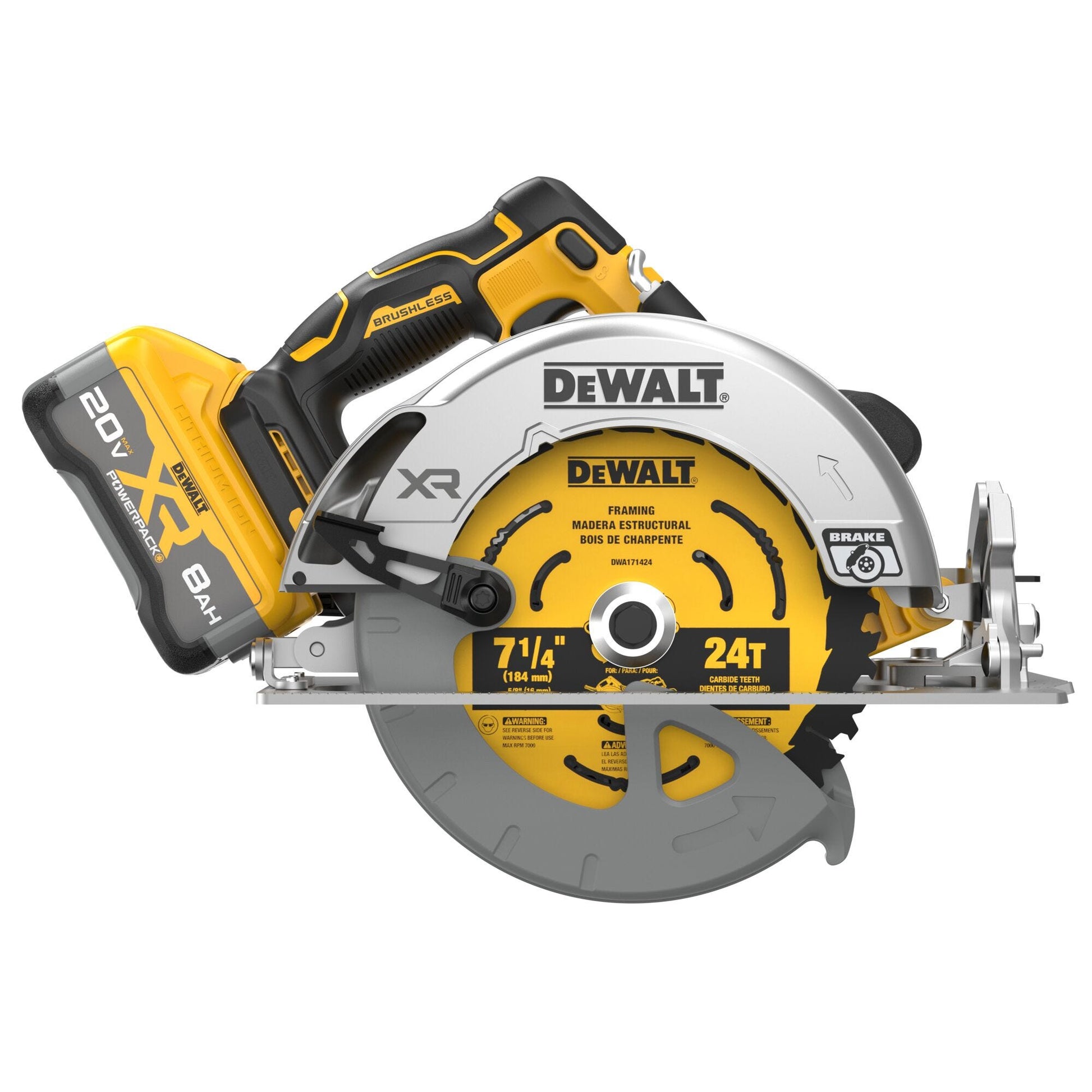 DeWalt DCS590WW1 20V MAX XR Brushless 7-1/4 in. Circular Saw POWERPACK 8.0Ah Kit